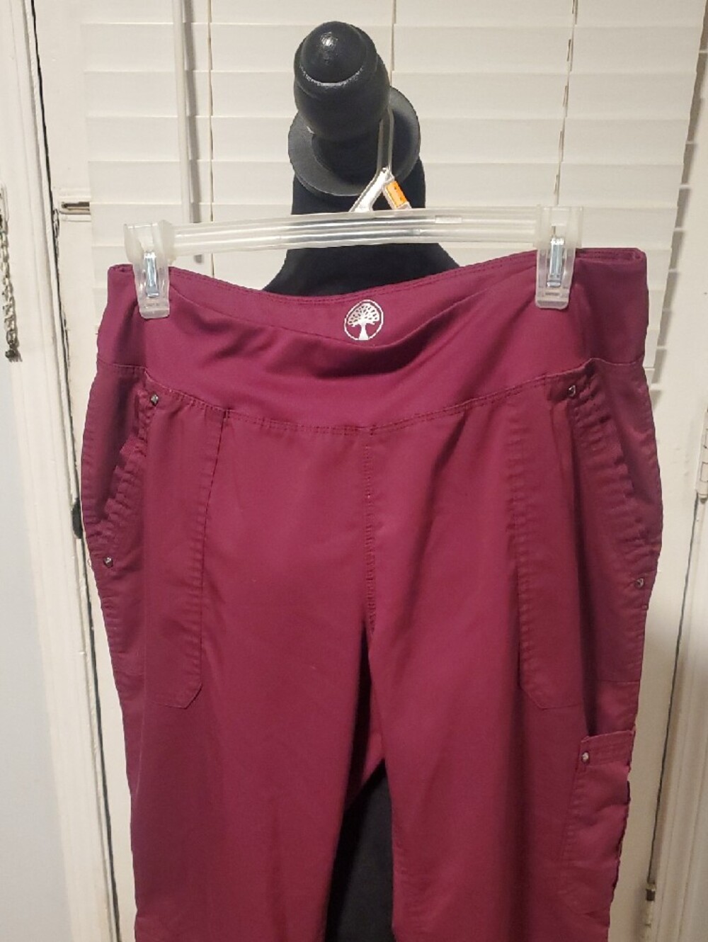 healing hands Maroon Boot-Cut Cargo Scrub Pants - Picture 3 of 9